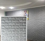 3д панелі самоклейні під срібну цеглу 700x770x4мм, 3Д панелі під цеглу, Стіновий декор - Зображення 3