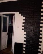 3D панелі самоклеючі під чорну цеглу 700x770x4 мм — м’які стінові панелі для декору, стиль Лофт, 3д панелі - Зображення 3