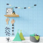 Самоклеящаяся декоративная 3D панель голубая кирпичная 700х770х3мм, кирпич Голубая 3д — изображение 6