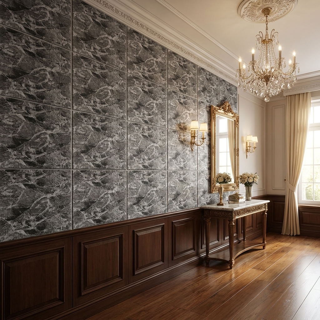 panel_color_fix Самоклеючі 3д панелі «Світло-сіра мармурова цегла» (70×77 см), експрес-модернізація інтер'єру - Зображення 1