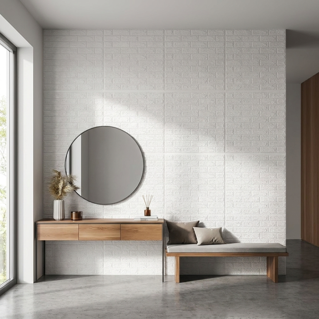 wall_4x_scale Самоклейна 3D панель «Біла Цегла Loft» 70х77 см, хіт продажів для стін та ремонту - Зображення 1